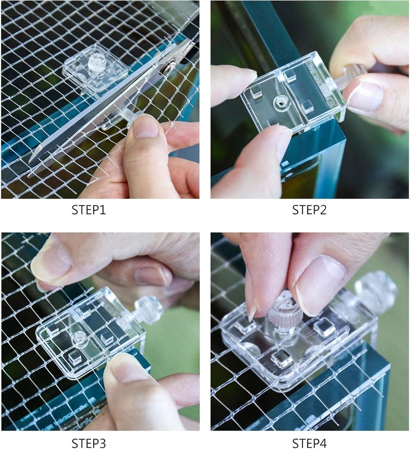 Youngy 2 Pieces Fish Tank Screen Net Holder Clamp Anti-Jump Net Mounting Clip Multifunctional Transparent Acrylic Clamps Fish Tank Glass Cover Clips - Image 4